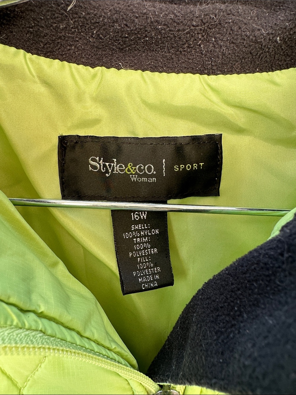Styluxe Neon Lime Quilted Vest with Black Panels - Picture 2 of 6